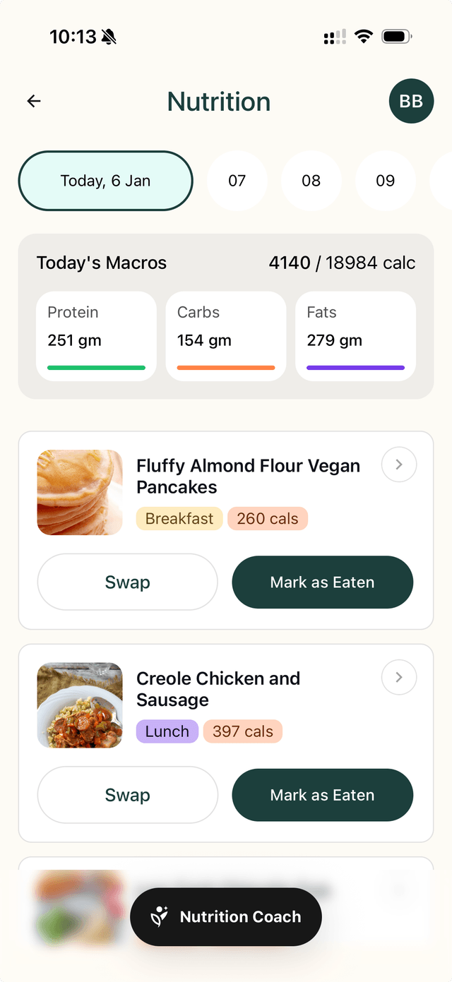BeNu Meal Planner App Screenshot